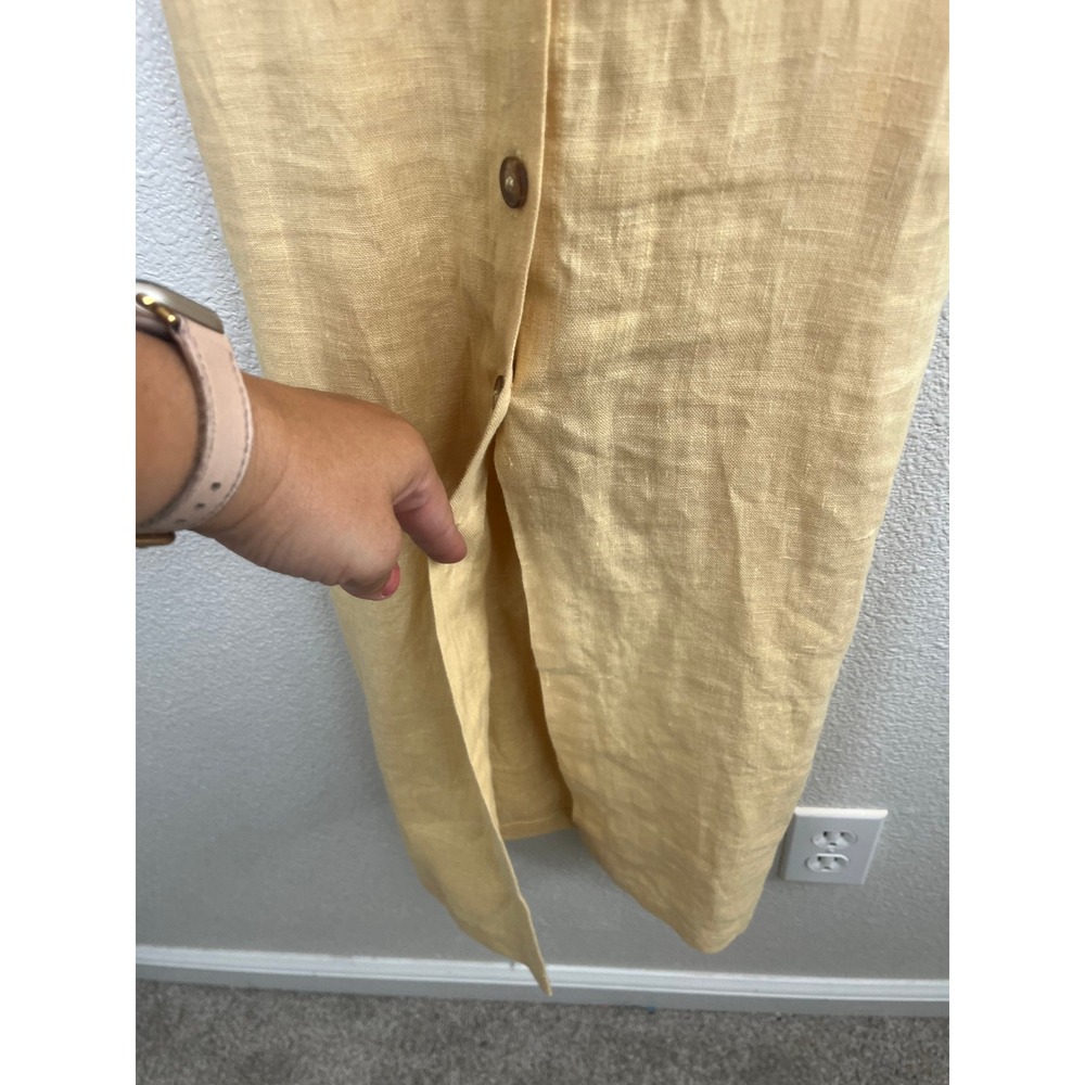 Reformation Mahalo Dress Midi Button Front Linen Blend Yellow Extra Small - Picture 5 of 8